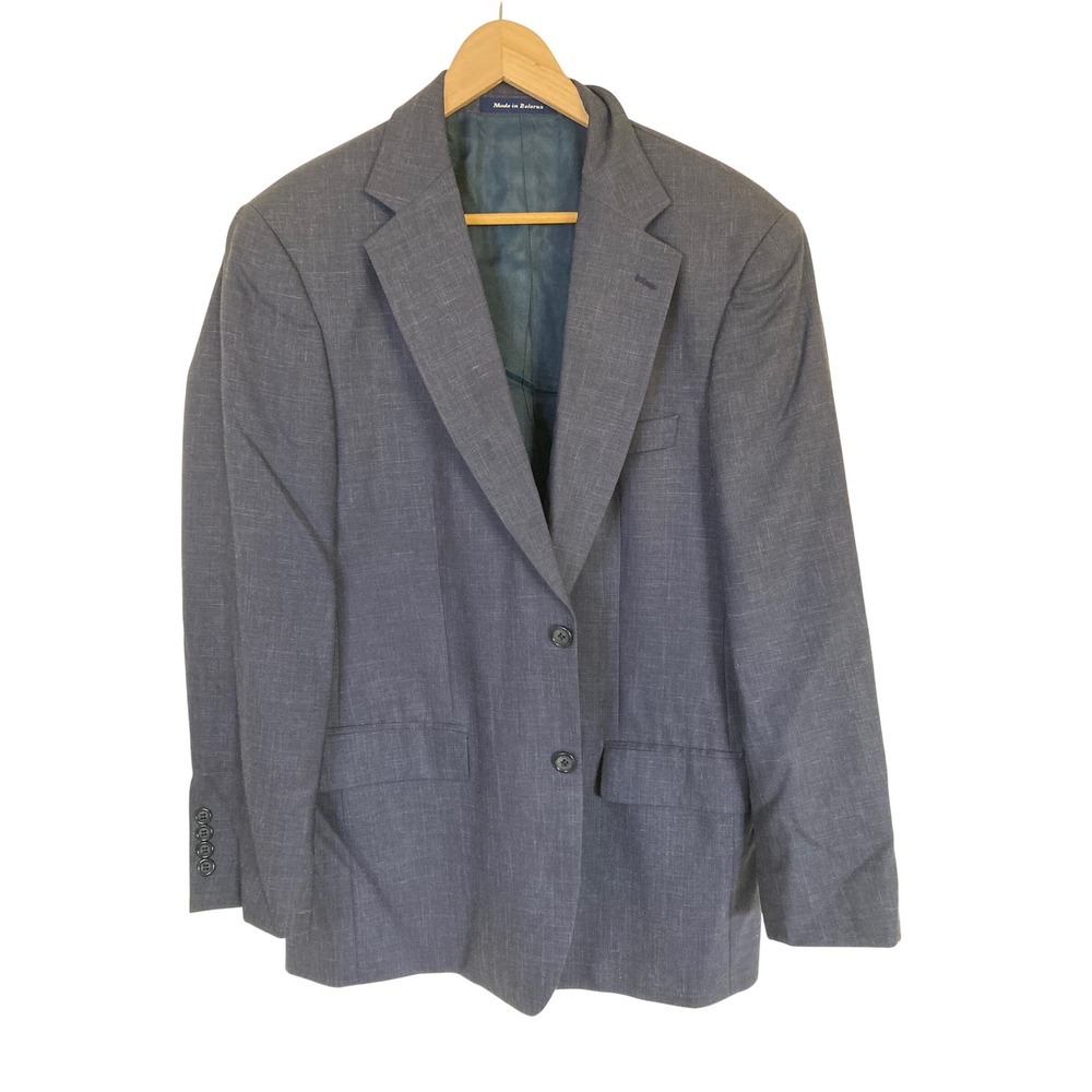 Alan Flusser Bermuda Breeze Blazer 40R Blue Grey Wool Linen Silk Sport Coat